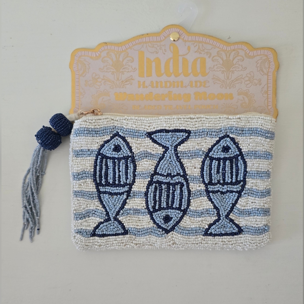 Wandering Moon Handmade Beaded Fish Travel Pouch – NWT